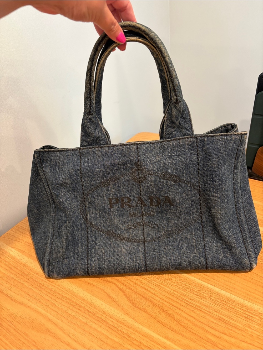 Pre-Loved Prada Denim Canapa Tote